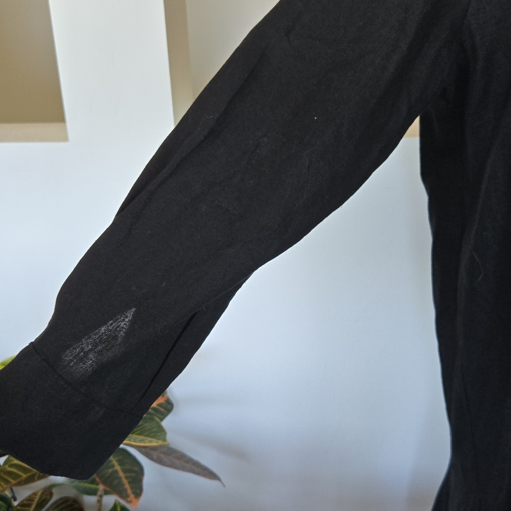 🏷️ Cynthia Rowley NY Linen Blend Black A-line Dress Size L - Picture 4 of 15